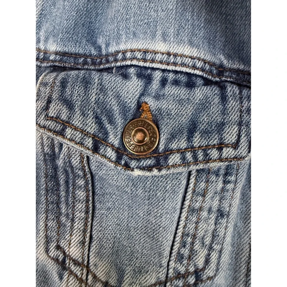 Free‎ People Rumors Denim Jacket Light Indigo Paneled Seams Size S - Picture 6 of 10